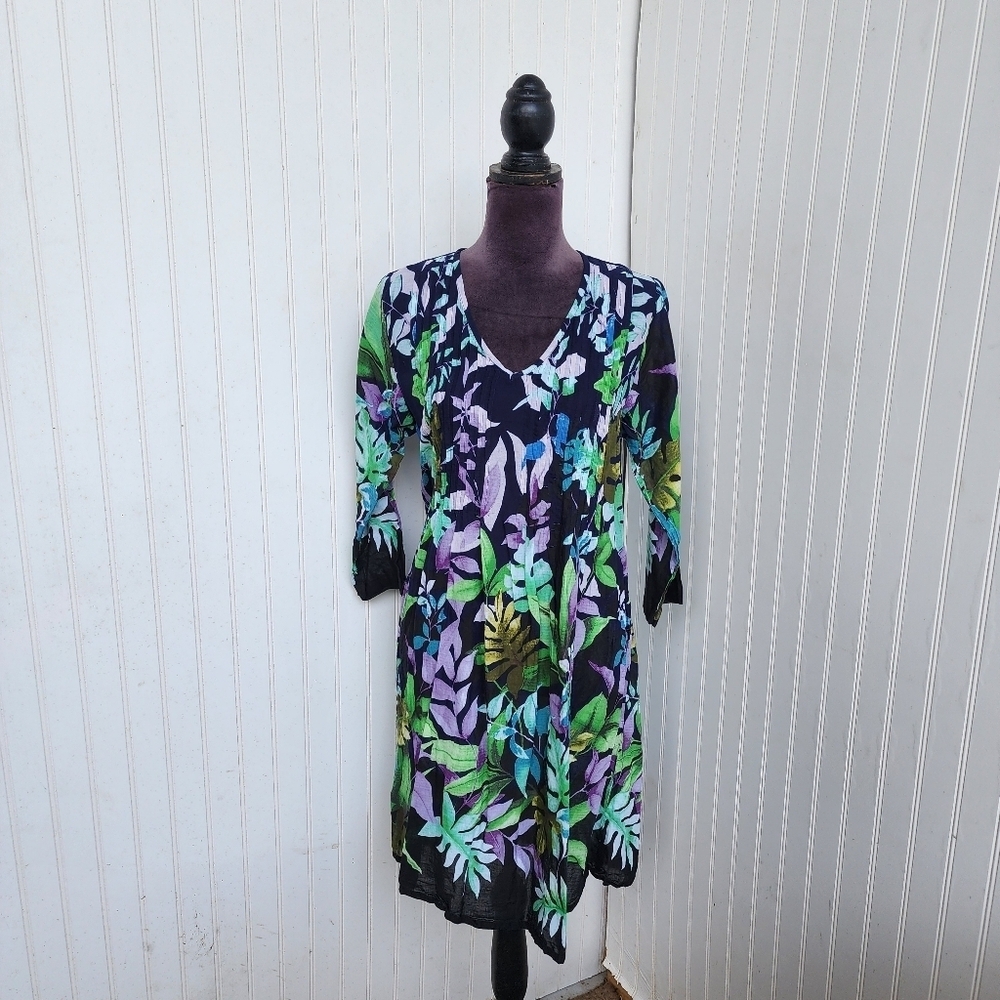 Koan Womens Black Green Purple Sleeveless V-Neck Twist Knit Front Dress Swim M